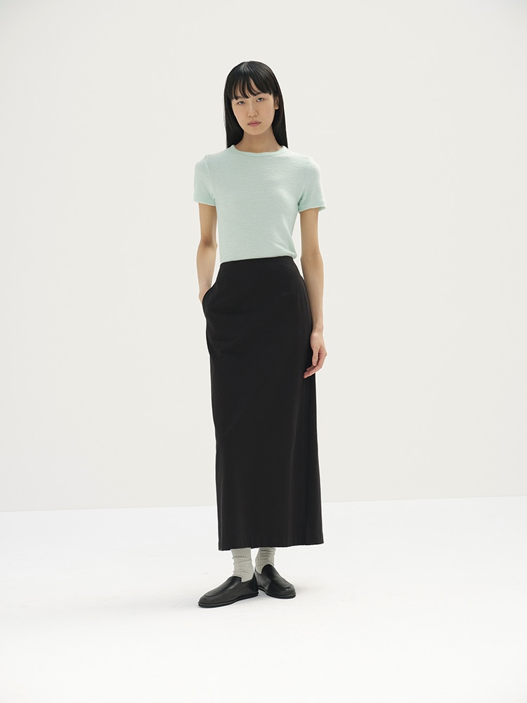 COTTON SLUB RAYON PLAITING SKIRT